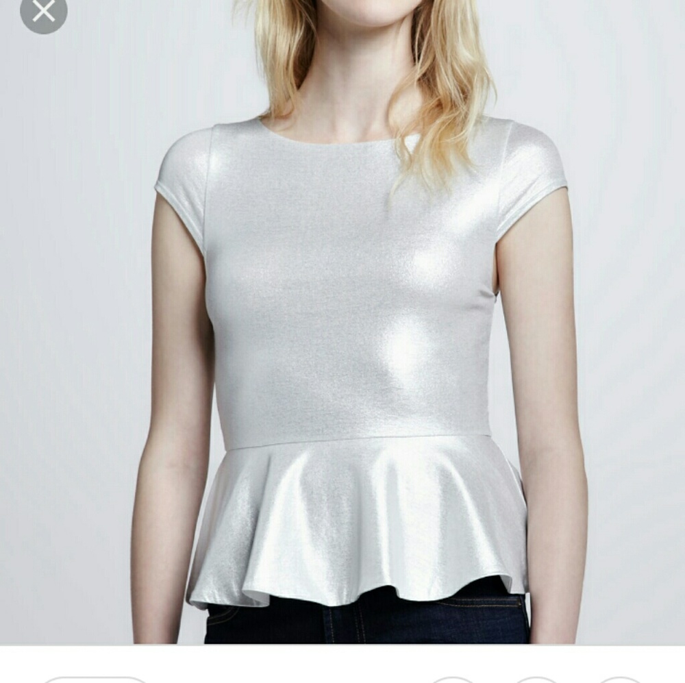 Alice + Olivia Ella peplum top silver - Picture 3 of 8
